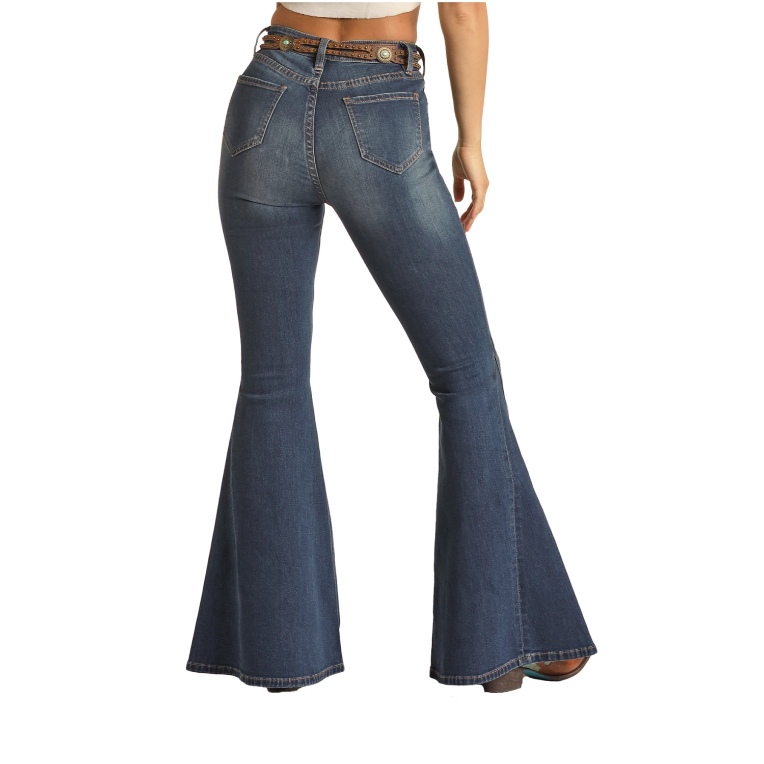 Rock & Roll Denim® Ladies Side Insert Bell Bottom Jeans RRWD7HR0SR-203 1 Rock & Roll Denim® Ladies Side Insert Bell Bottom Jeans RRWD7HR0SR-203