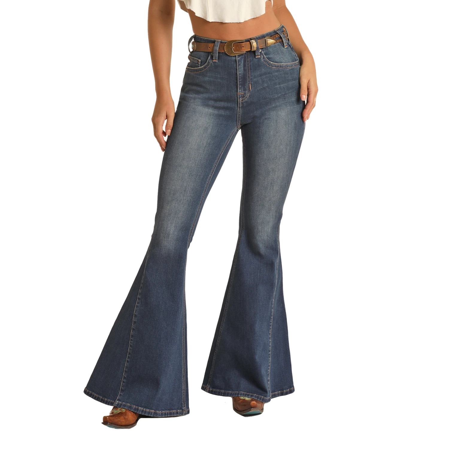 Rock & Roll Denim® Ladies Side Insert Bell Bottom Jeans RRWD7HR0SR-203 2 Rock & Roll Denim® Ladies Side Insert Bell Bottom Jeans RRWD7HR0SR-203 - Image 2