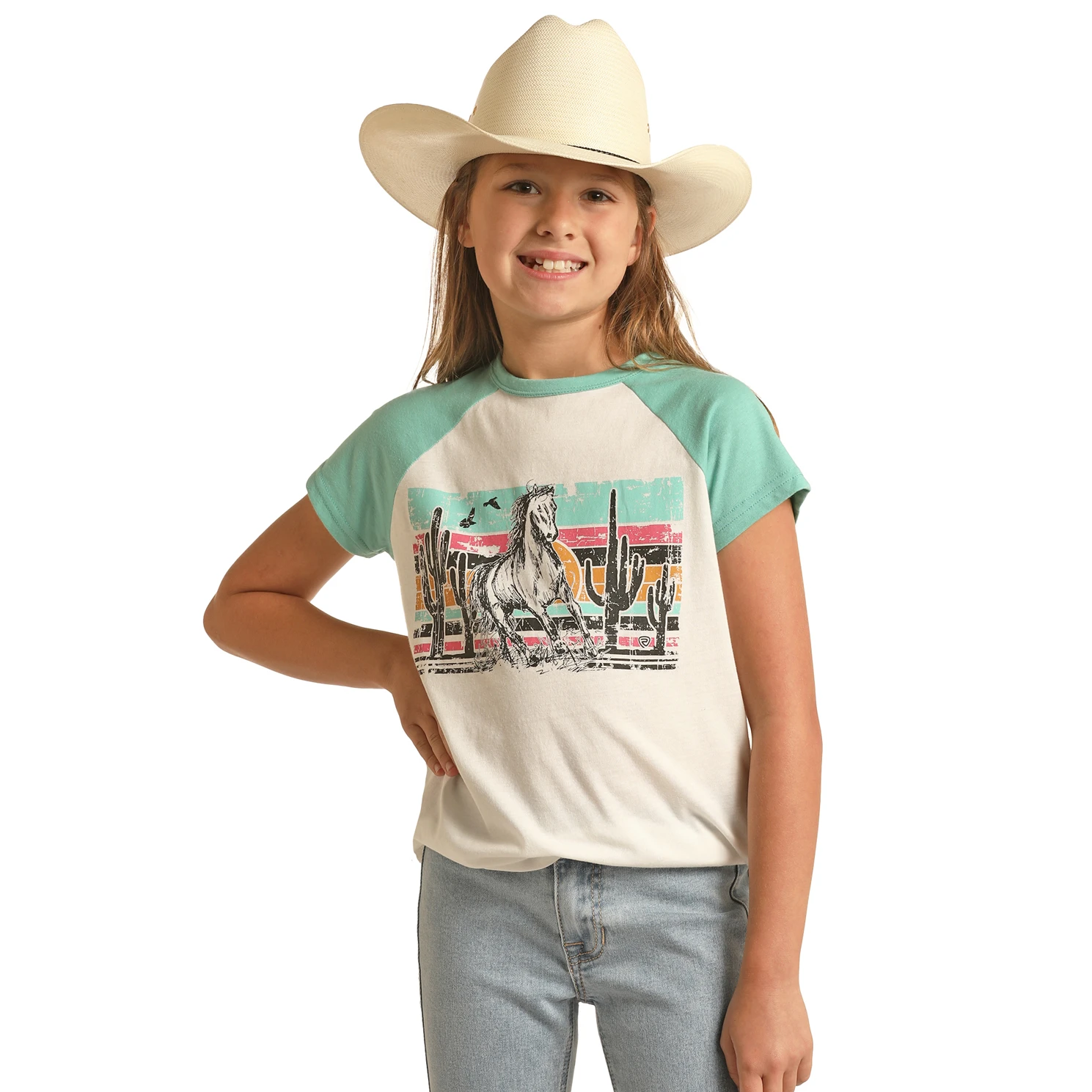 Rock & Roll Cowgirl Girl's Horse Graphic Raglan T-Shirt RRGT21R10Y 1 Rock & Roll Cowgirl Girl's Horse Graphic Raglan T-Shirt RRGT21R10Y