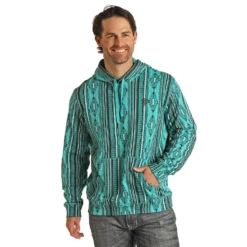 Rock & Roll Denim Men's Aztec Printed Aqua Hoodie RRMT94R11U-38