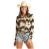 Rock & Roll Cowgirl Girl's Zigzag Print Long Sleeve Snap Shirt B4S3031
